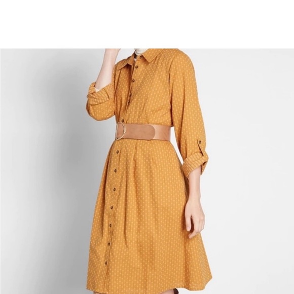Modcloth Dresses & Skirts - ModCloth Broadcast coordinator golden yellow shirt dress Size 4